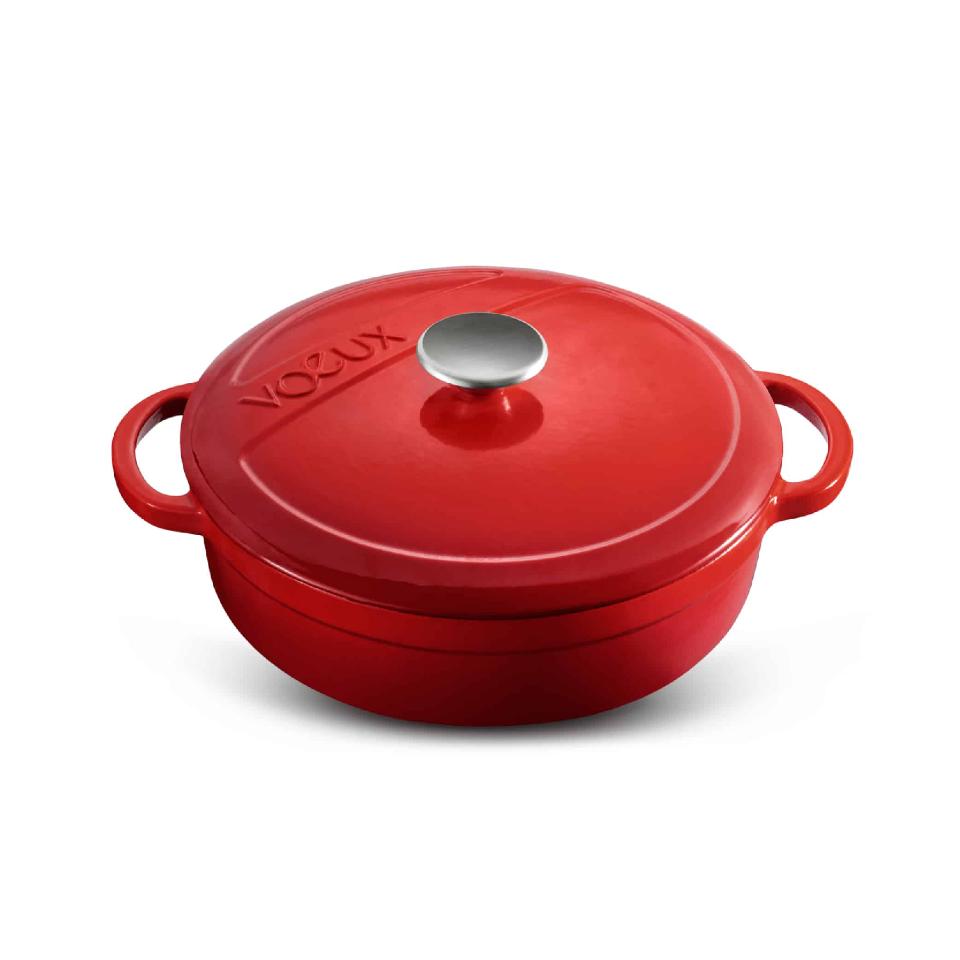 Castron josut din fonta 24cm Voeux, rosie