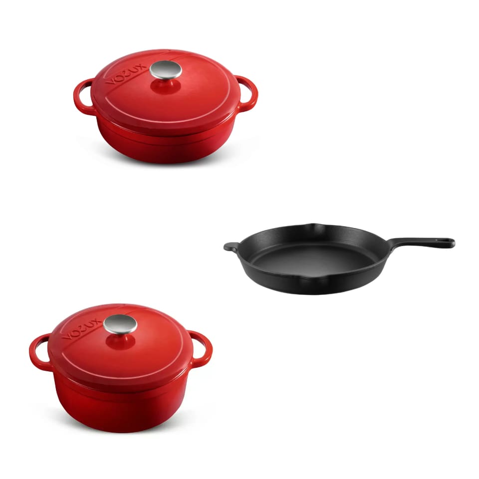 Set doua cratita fonta Voeux cu tigaie la promotie