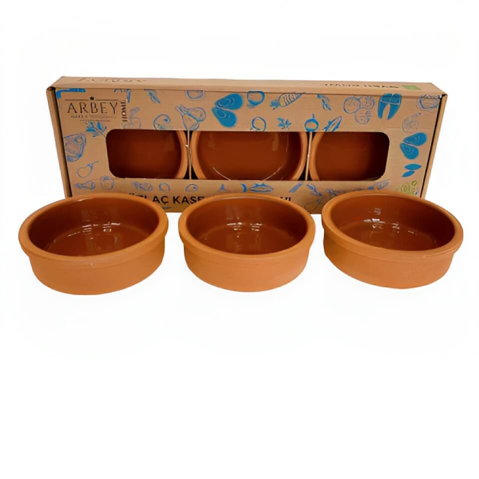 Set 3 boluri din lut maro