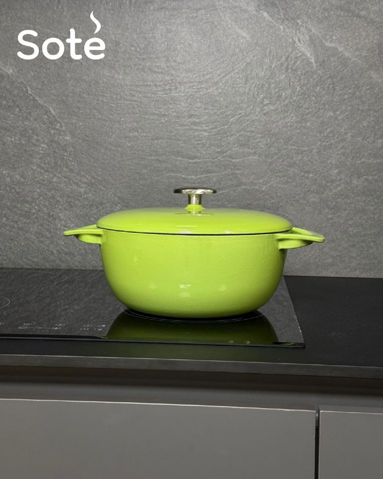 Cratita din fonta emailata, 24cm, Verde, M-Cooker