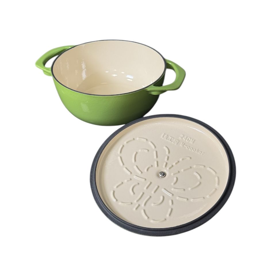 Cratita din fonta emailata, 24cm, Verde, M-Cooker