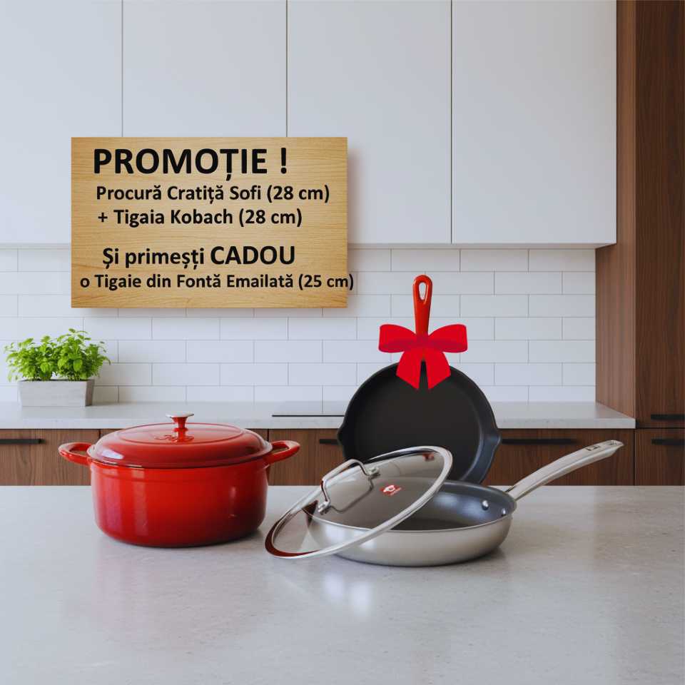 Set cratita Sofi 28cm, tigaie Kobach 28cm, cadou - tigaie 25cm