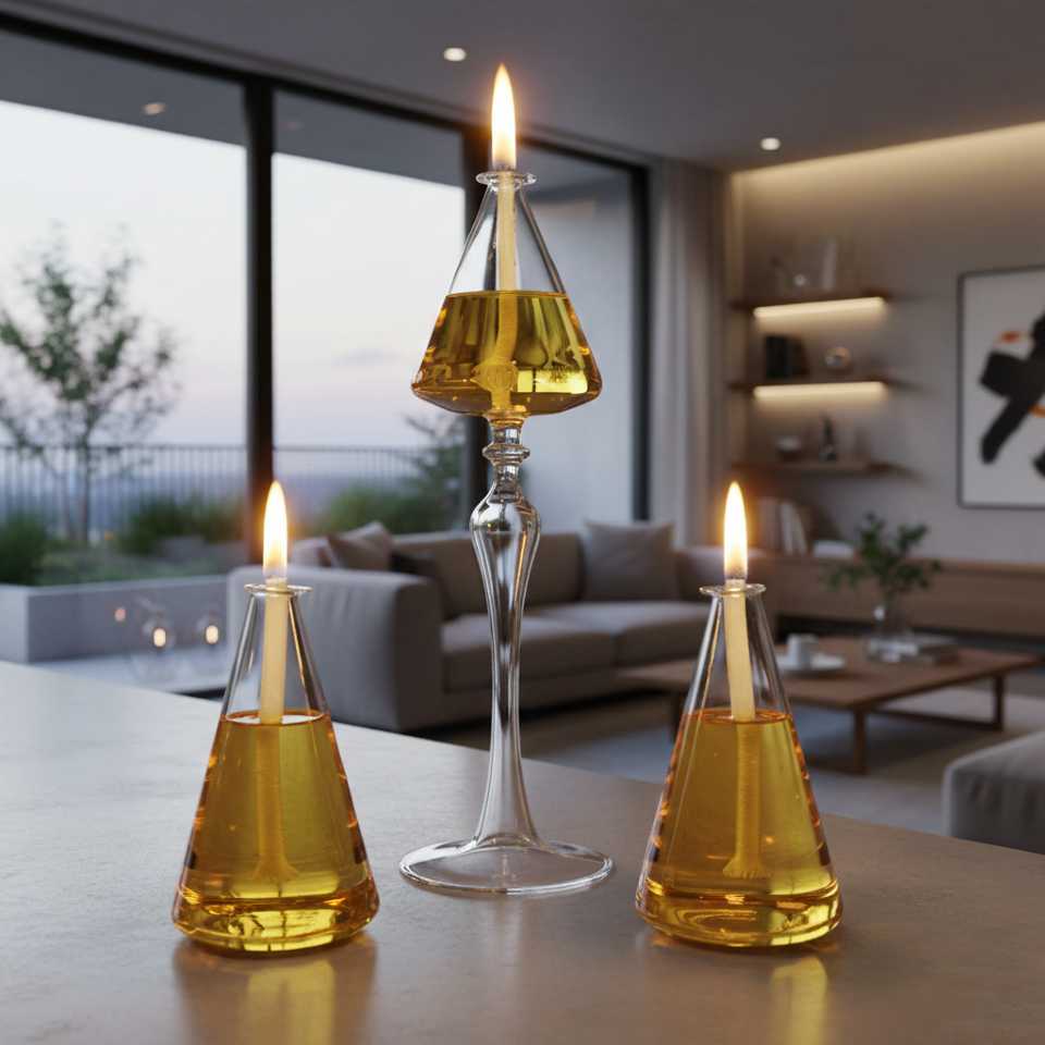 LAMPĂ CU ULEI BLISS, SET 3 BUC, 200ML PARAFINĂ LICHIDĂ COLOR