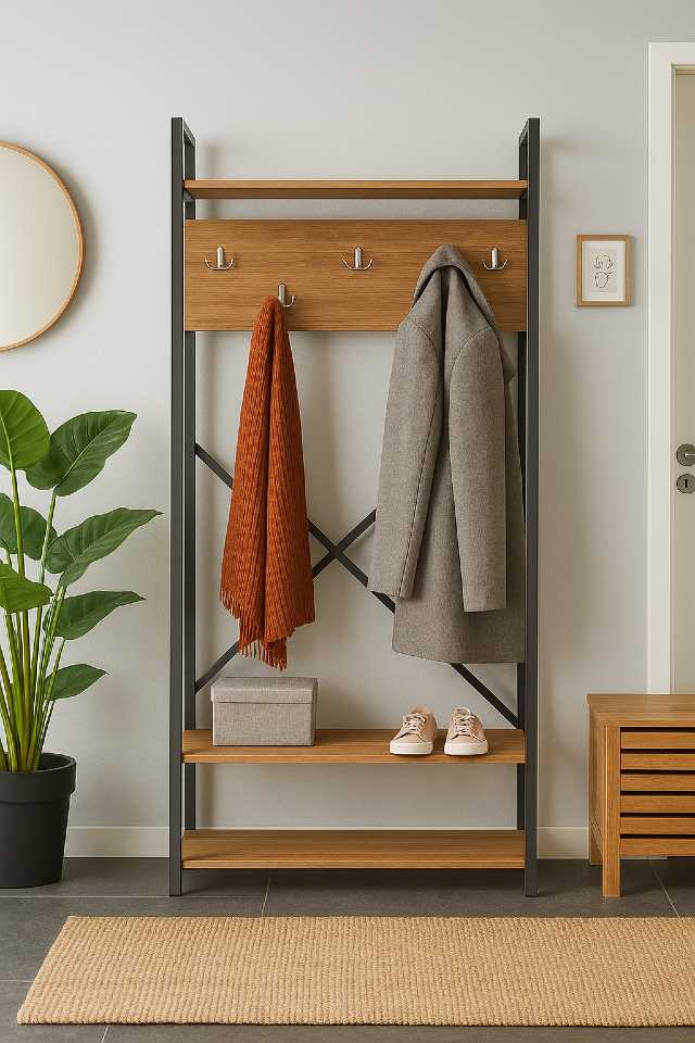 Antreu loft cu cuierase si polita pentru incaltaminte 