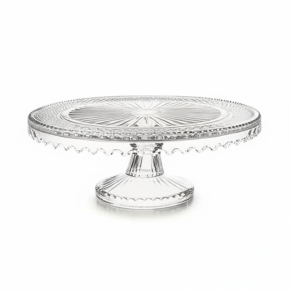 Platou din sticlă cu picior pentru patiserie 28x11 cm, fara capac,  Sencam Alegre Glass