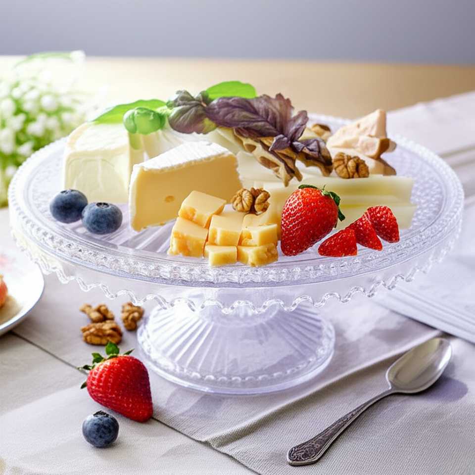 Platou din sticlă cu picior pentru patiserie 28x11 cm, fara capac,  Sencam Alegre Glass